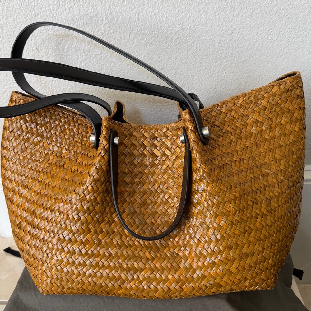 All Saints Elegant Tan Woven Tote Bag
